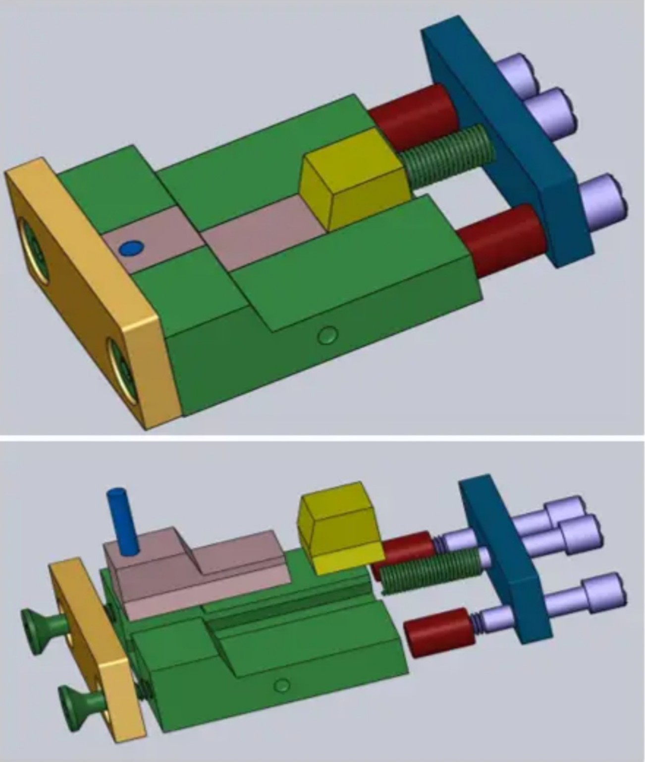 Two CAD views of an earlier product-dedicated inspection fixture